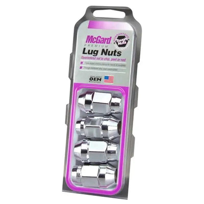 McGard Hex Lug Nut (Cone Seat Bulge Style) M14X1.5 / 22mm Hex / 1.635in. Length (4-Pack) - Chrome 