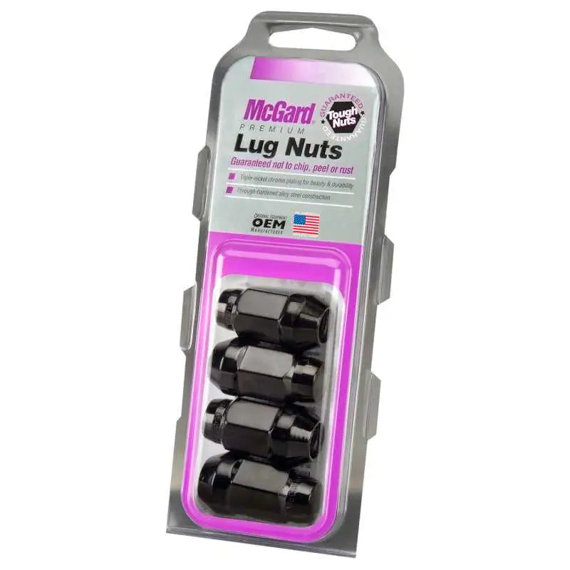 McGard McGard Hex Lug Nut (Cone Seat Bulge Style) M14X1.5 / 22mm Hex / 1.945in. Length (4-Pack) - Black
