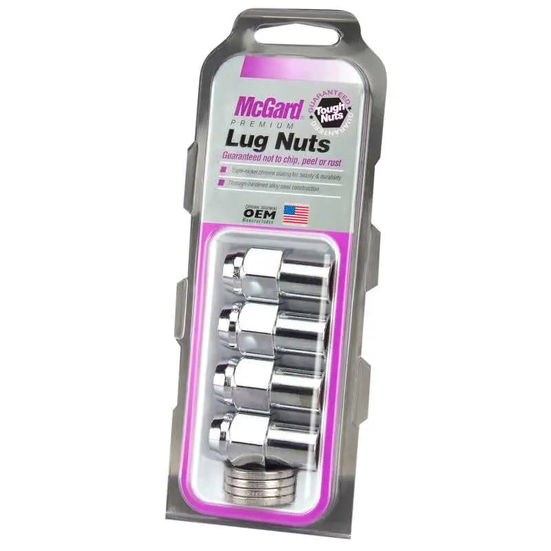 McGard Hex Lug Nut (Reg. Shank - .746in.) 1/2-20 / 13/16 Hex / 1.65in. Length (4-Pack) - Chrome 