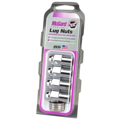 McGard McGard Hex Lug Nut (Reg. Shank - .746in.) 1/2-20 / 13/16 Hex / 1.65in. Length (4-Pack) - Chrome