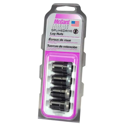 McGard SplineDrive Lug Nut (Cone Seat) M12X1.25 / 1.24in. Length (4-Pack) - Black (Req. Tool) 