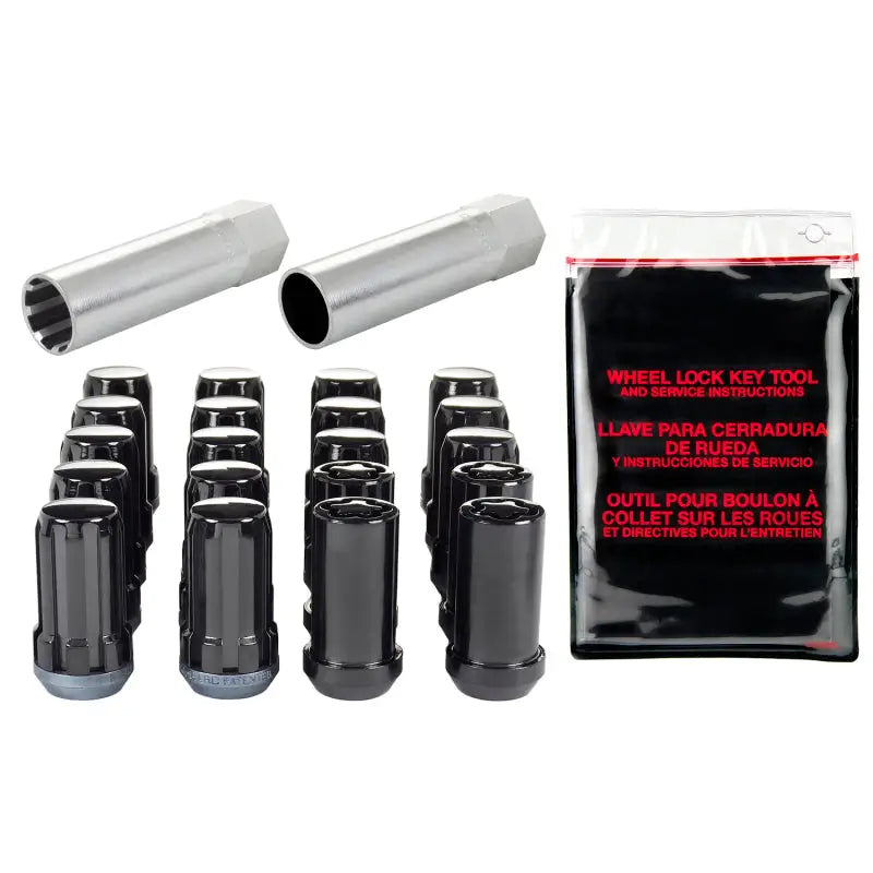 McGard SplineDrive Tuner 5 Lug Install Kit w/Locks & Tool (Cone) M14X1.5 / 22mm Hex - Blk - 65515BK