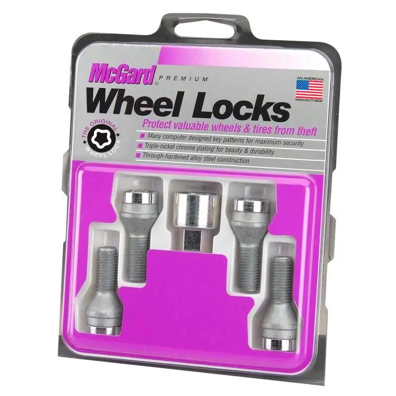 McGard McGard Wheel Lock Bolt Set - 4pk. (Cone Seat) M14X1.25 / 17mm Hex / 27.3mm Shank Length - Chrome