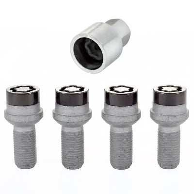 McGard Wheel Lock Bolt Set - 4pk. (Radius Seat) M14X1.5 / 17mm Hex / 26.7mm Shank Length - Black - 28318