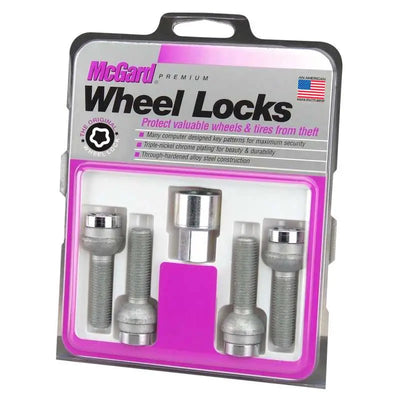 McGard McGard Wheel Lock Bolt Set - 4pk. (Radius Seat) M14X1.5 / 17mm Hex / 45.0mm Shank Length - Chrome
