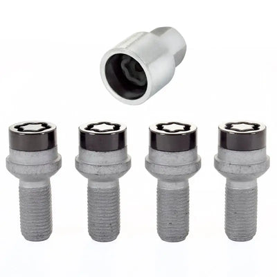 McGard Wheel Lock Bolt Set - 4pk. (Radius Seat) M14X1.5 / 17mm Hex / 26.7mm Shank Length - Black - 28318