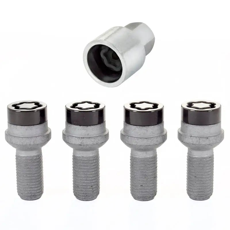 McGard Wheel Lock Bolt Set - 4pk. (Radius Seat) M14X1.5 / 17mm Hex / 26.7mm Shank Length - Black - 28318