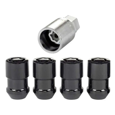 McGard Wheel Lock Nut Set - 4pk. (Cone Seat) 1/2-20 / 3/4 & 13/16 Dual Hex / 1.46in. Length - Black 