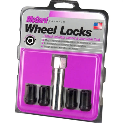 McGard Wheel Lock Nut Set - 4pk. (Tuner / Cone Seat) M12X1.25 / 13/16 Hex / 1.24in. Length - Black - 25354