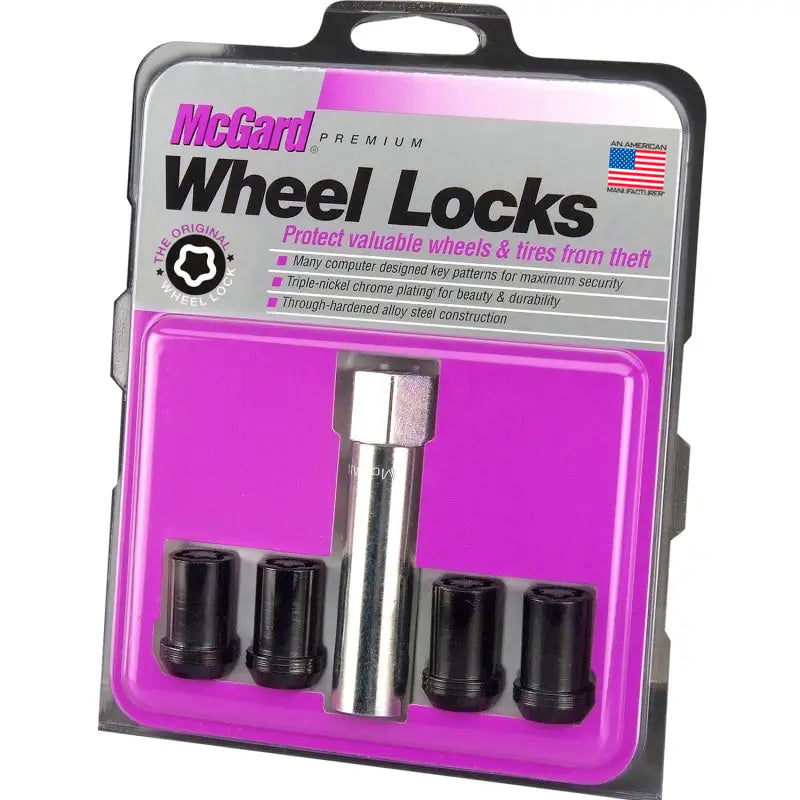 McGard Wheel Lock Nut Set - 4pk. (Tuner / Cone Seat) M12X1.25 / 13/16 Hex / 1.24in. Length - Black - 25354