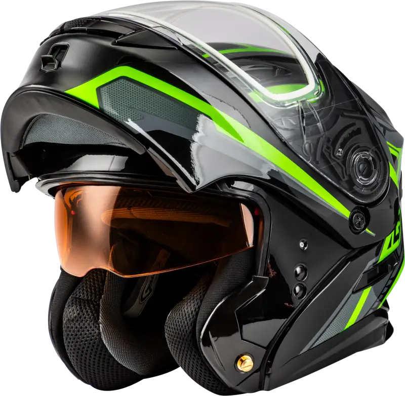 Md 01s Transistor Snow Helmet Black/Grey/Green Xl - Powersports