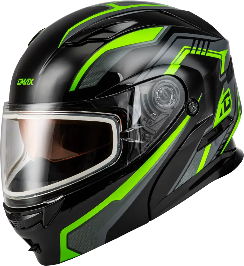 Md 01s Transistor Snow Helmet Black/Grey/Green Xl - Powersports