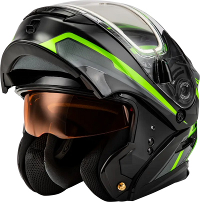Md 01s Transistor Snow Helmet W Elec Shld Blk/Grey/Green 3x - Powersports