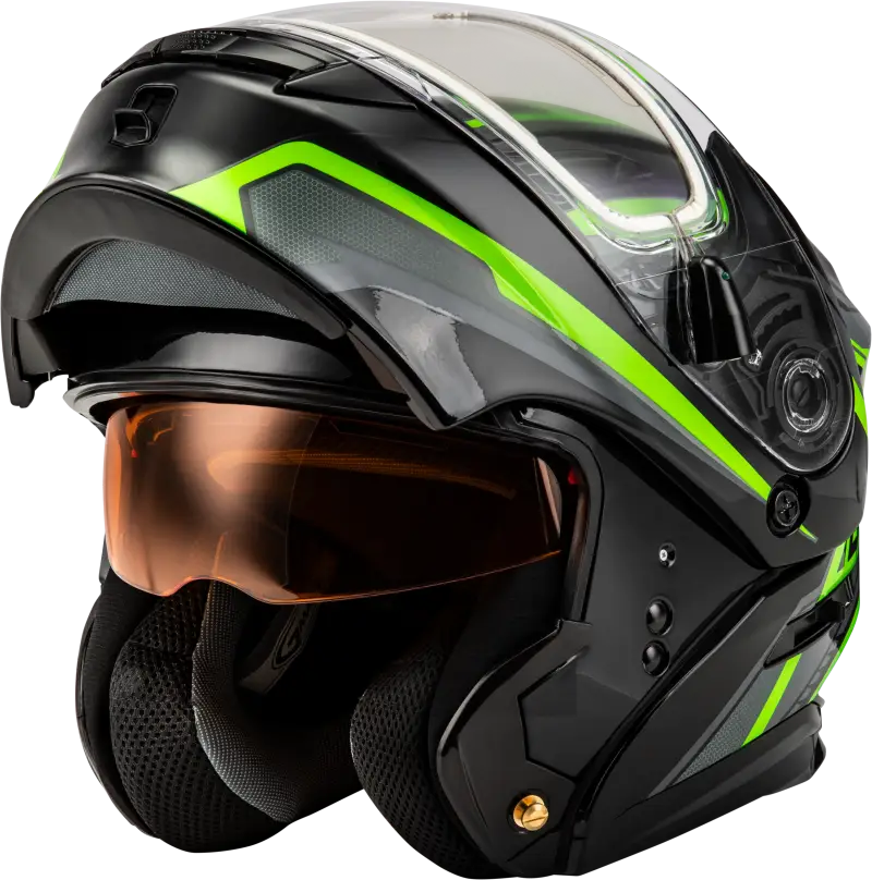 Md 01s Transistor Snow Helmet W Elec Shld Blk/Grey/Green Xs