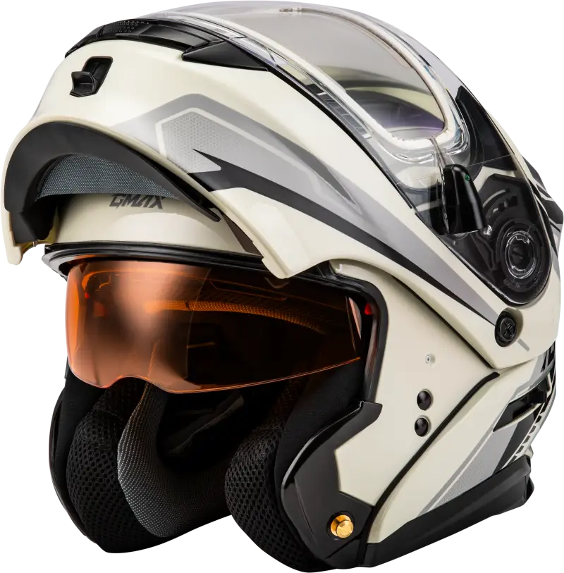 Md 01s Transistor Snow Helmet W Elec Shld White/Grey/Blk 2x - Powersports