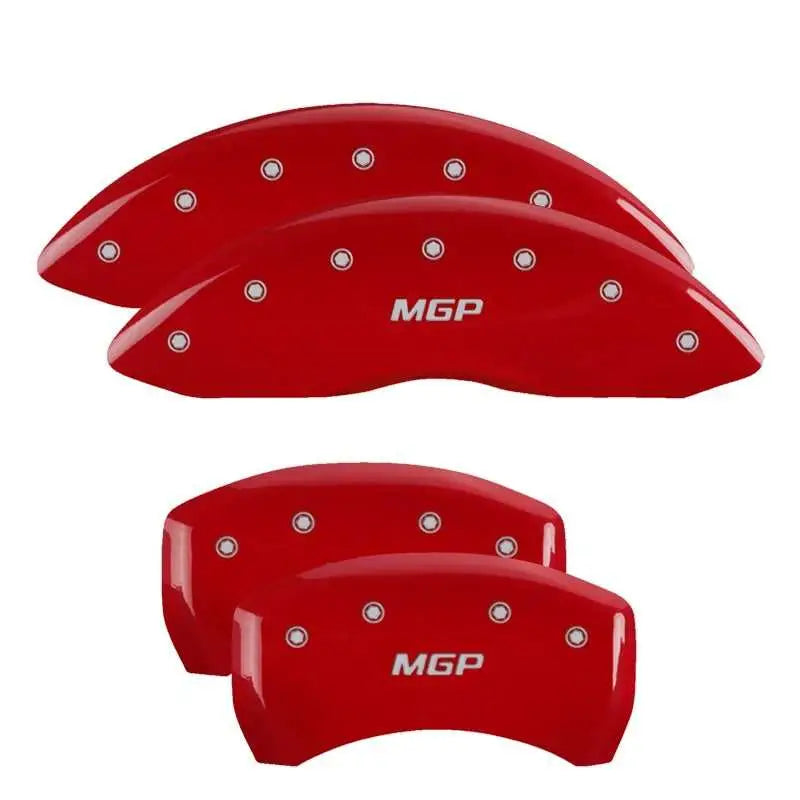 MGP 4 Caliper Covers Engraved Front & Rear MGP Red Finish White Characters 2018 Toyota Camry L/LE/SE 