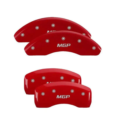 MGP MGP 4 Caliper Covers Engraved Front & Rear MGP Red Power Coat Finish Silver Characters-Honda Accord