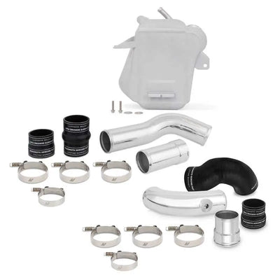 Mishimoto Mishimoto 11-16 Ford 6.7L Powerstroke Air-To-Water Intercooler Kit - Wrinkle Silverw/ Polished Pipes