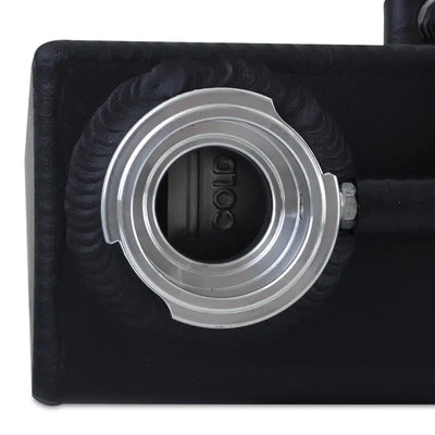 Black metal reservoir with silver cap for Mishimoto Hellcat aluminum expansion tank