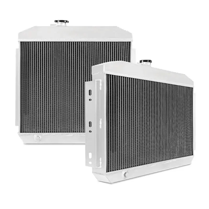 White aluminum radiators for Chevrolet Bel Air inline 6 engine in Mishimoto Bel Air lineup