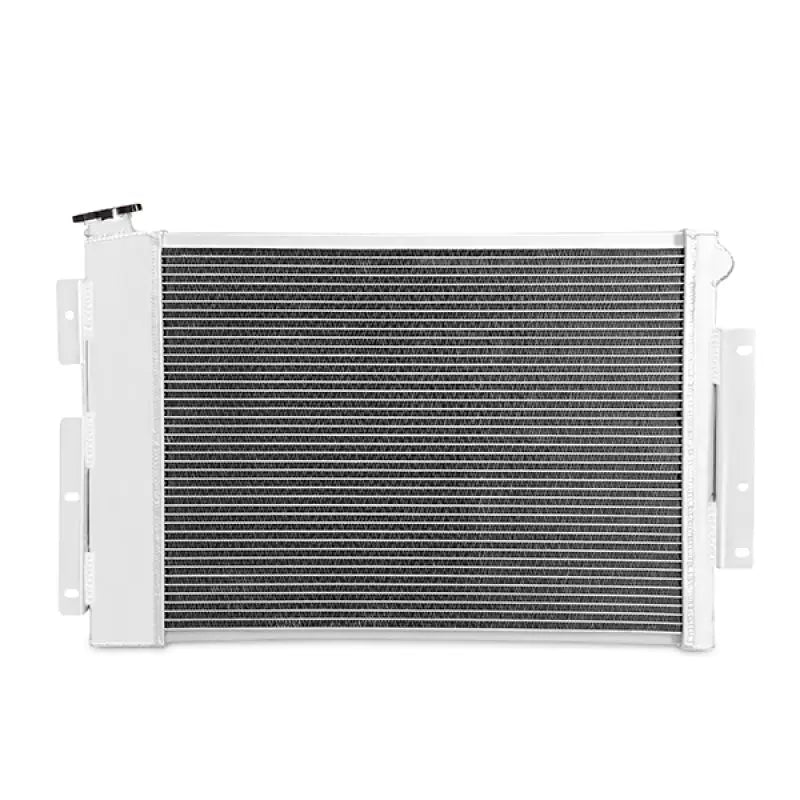 White aluminum radiator for Pontiac Firebird Mishimoto performance aluminum radiator
