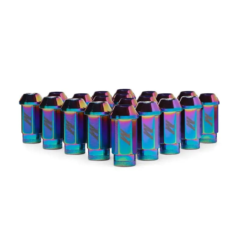 Mishimoto Aluminum Locking Lug Nuts M12x1.25 20pc Set Neo Chrome - durable, stylish wheel security with vibrant finish.