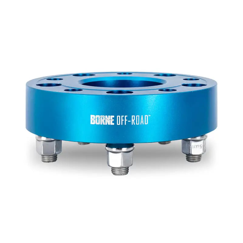Blue Mishimoto Borne Off-Road wheel spacers with studs for fitment and style