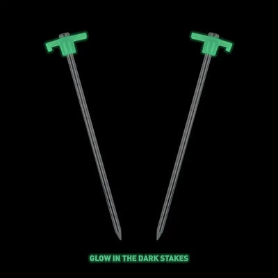 Glow-in-the-dark tent stakes with Mishimoto Borne rooftop awning accessories