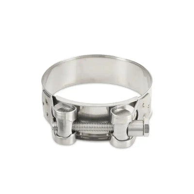 Stainless steel hose clamp on Mishimoto Carbon Fiber Muffler Tip 2.5in inlet 3.5in outlet