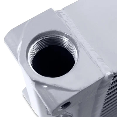 Mishimoto Heavy-Duty Oil Cooler - 17’’ Same-Side Outlets - Silver - Truck & Automotive