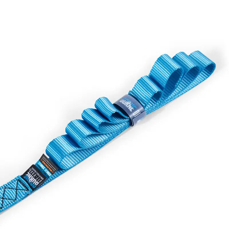 Blue nylon daisy chain from Mishimoto Heavy-Duty Ratchet Tie-Down Kit, durable ratchet tie-down accessory