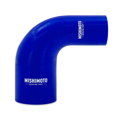 Blue mishimoto silicone reducer coupler 90 degree hose for 2in to 3in pipes