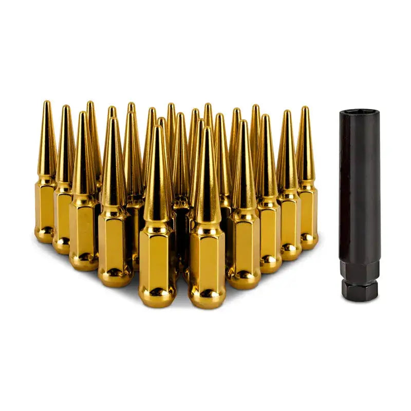 Mishimoto Steel Spiked Lug Nuts M14 x 1.5 24pc Set Gold - Wheel and Tire Accessories