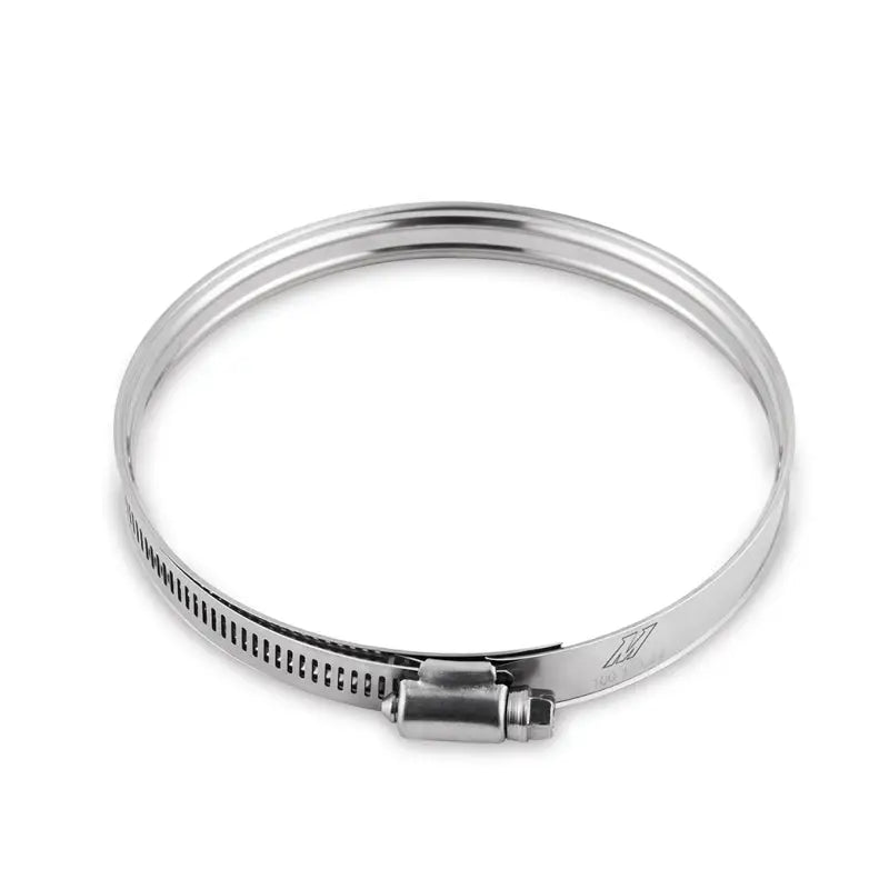 Metal hose clamp shown in Mishimoto Sure Grip Worm Gear Clamp 95mm 2-Pack