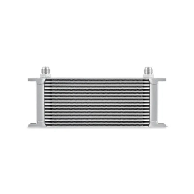 Silver Mishimoto Universal 16-Row Oil Cooler with fittings for better cooling