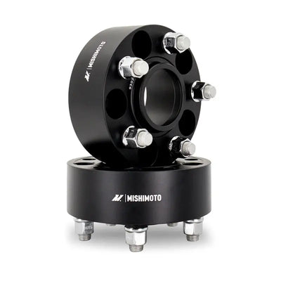 Black Mishimoto Wheel Spacers with Silver Studs for 5x100 M12 wheels