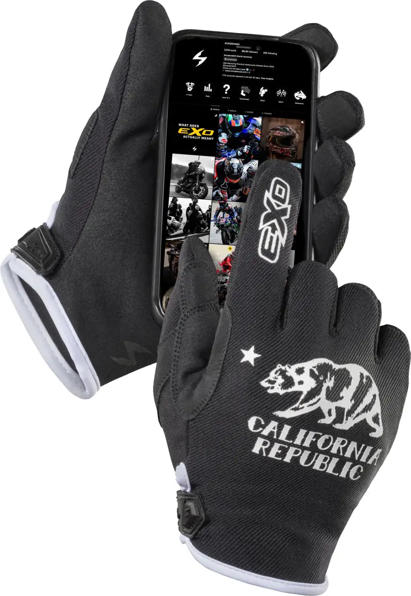 Moto Flex Gloves Golden State Black/White 3x - SCORPION EXO