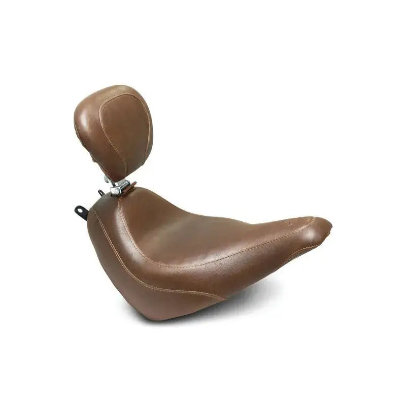 Brown Harley Heritage Classic wide tripper seat with backrest for Mustang 18-21 Deluxe Wide Tripper
