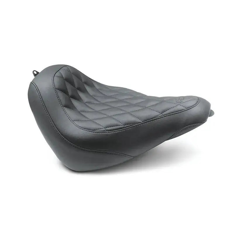 Mustang 18-21 Harley Softail Slim Wide Tripper Solo Seat with black diamond stitching, designed for comfort and durability.