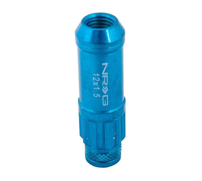 NRG 700 Series M12 X 1.5 Steel Lug Nut w/Dust Cap Cover Set 21 Pc w/Locks & Lock Socket - Blue 