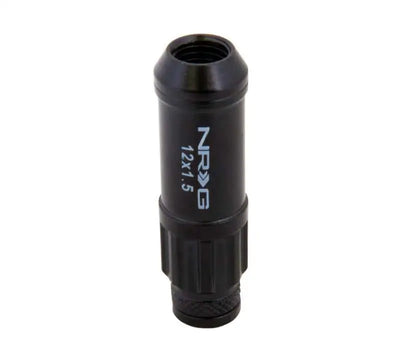 NRG 700 Series M12 X 1.5 Steel Lug Nut w/Dust Cap Cover Set 21 Pc w/Locks & Lock Socket - Black 