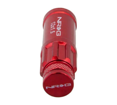 NRG 700 Series M12 X 1.5 Steel Lug Nut w/Dust Cap Cover Set 21 Pc w/Locks & Lock Socket - Red 