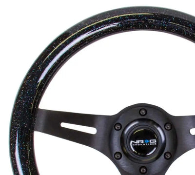 NRG Classic Wood Grain Steering Wheel (310mm) Black Sparkle w/Blk 3-Spoke Center 