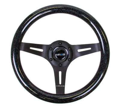 NRG Classic Wood Grain Steering Wheel (310mm) Black Sparkle w/Blk 3-Spoke Center 