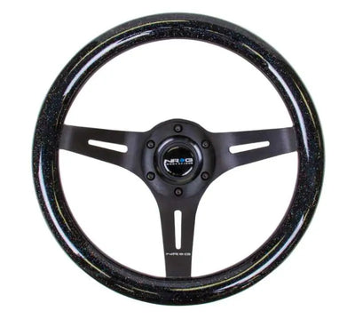 NRG NRG Classic Wood Grain Steering Wheel (310mm) Black Sparkle w/Blk 3-Spoke Center
