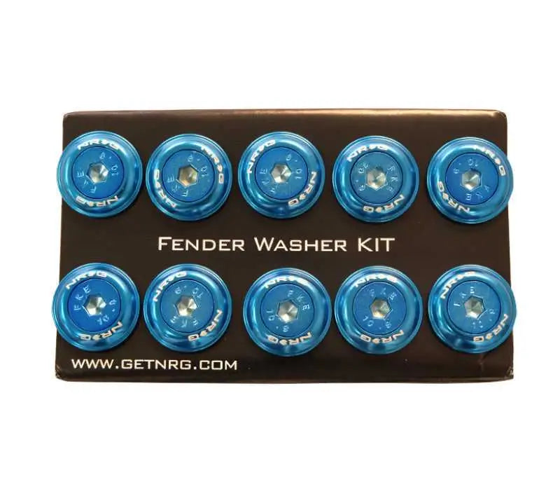 NRG Fender Washer Kit w/Color Matched M6 Bolt Rivets For Plastic (Blue) - Set of 10 