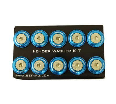 NRG Fender Washer Kit w/Rivets For Plastic (Blue) - Set of 10 