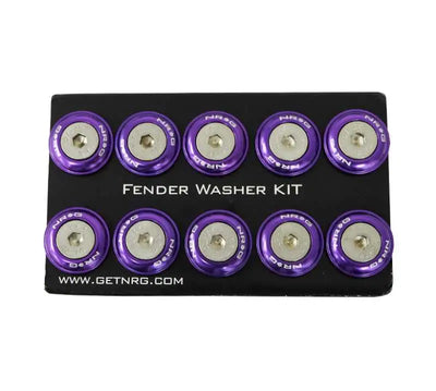 NRG Fender Washer Kit w/Rivets For Plastic (Purple) - Set of 10 