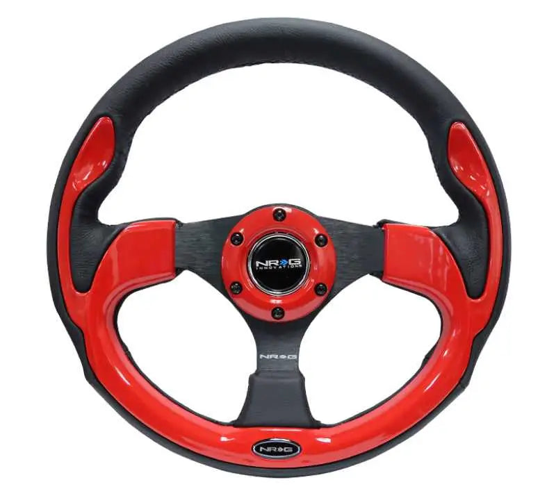 NRG NRG Reinforced Steering Wheel (320mm) Blk w/Red Trim & 5mm 3-Spoke