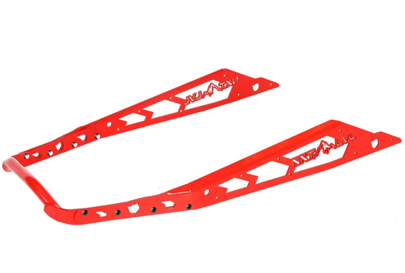 Red metal U-shaped ATV snowmobile skid plate with cut-outs for NXPRB232-RD rear bumper